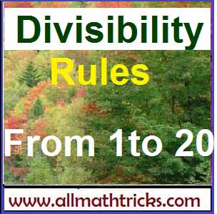 Divisibility Rules of numbers from 1 to 20