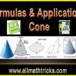 Right circular and Oblique cone fromulas | Application on Volume and surface area of a cone formula