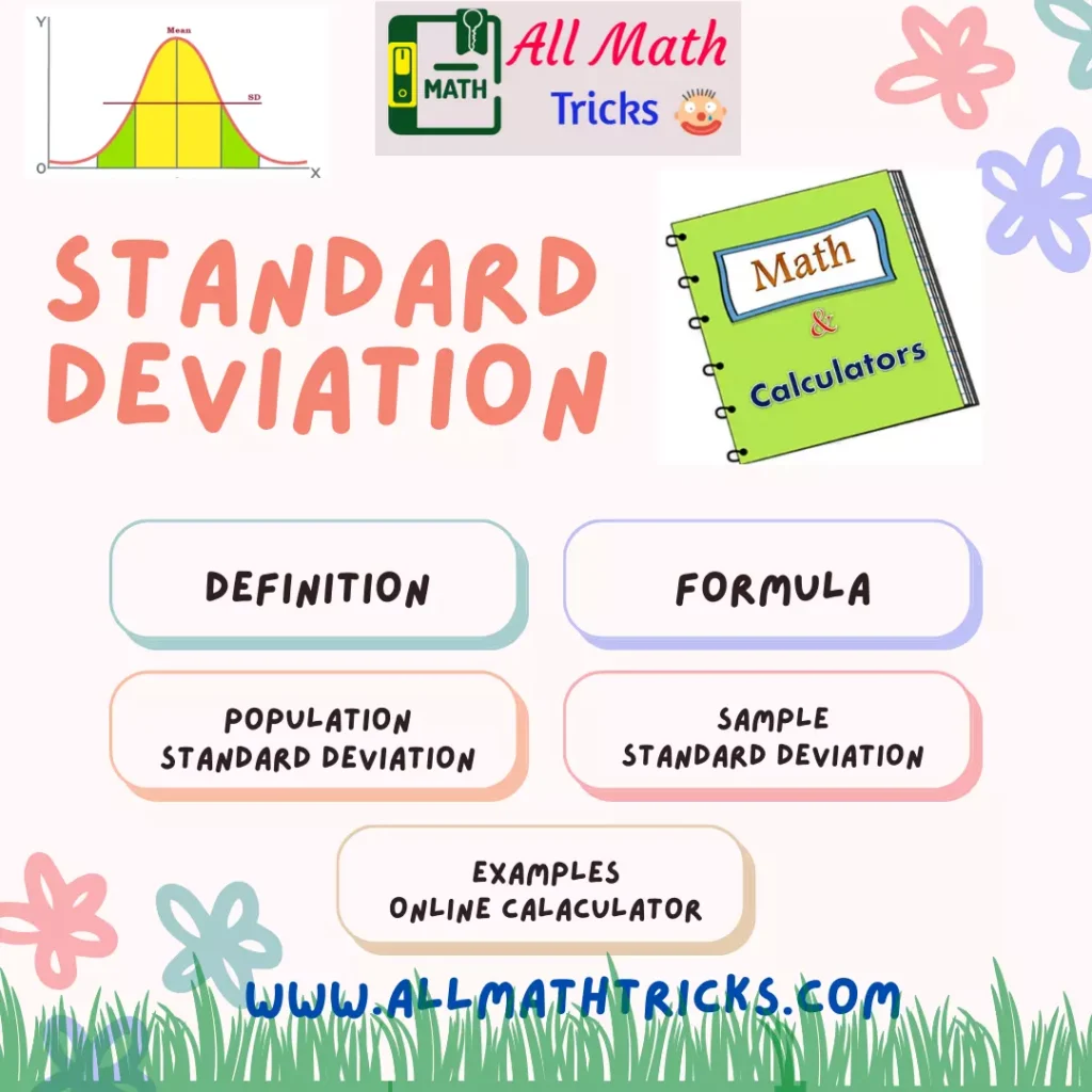 Standard Deviation Definition, Formula with Questions | Allmathtricks standard deviation definition, formula, symbol, questions, standard dev calculator with The applications of both population standard deviation (σ) and sample standard deviation (s)